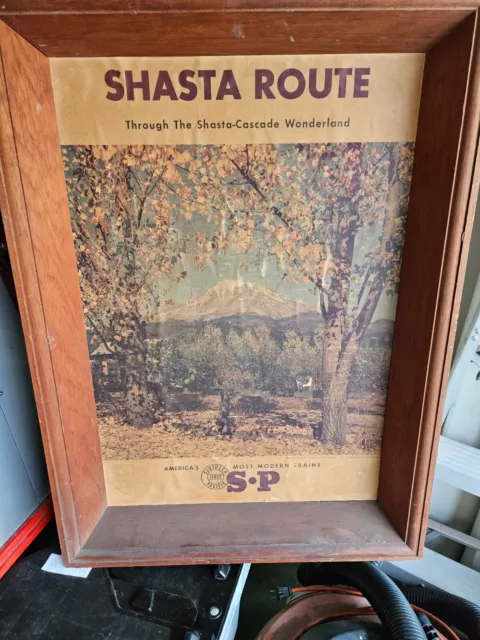 Orig. 30-40'S Southern Pacific Railroad "Shasta Route" Advertising Poster, Frame