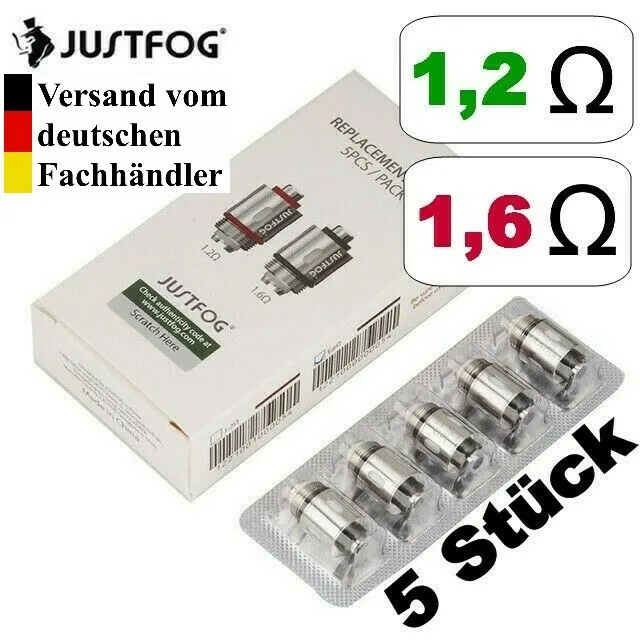 Justfog Q16 Verdampferköpfe ⭐⭐⭐⭐⭐ 1.2 oder 1.6 Ohm - 5er Pack Ovp