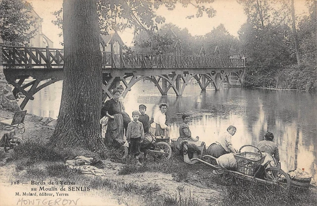 Cpa 91 Bords De L'yerres Au Moulin De Senlis / Laundiers / Children
