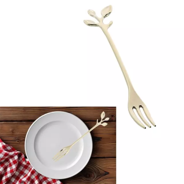 EY# Leaf Shape Gold Silver Coffee Spoon Fork Kitchen Dining Room Bar Cutlery