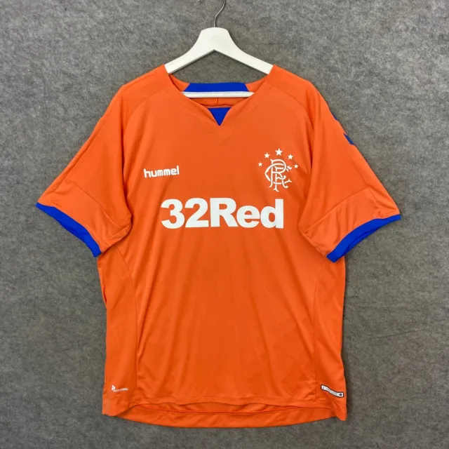 Glasgow Rangers Football Shirt Mens XXL Orange Hummel Third 3rd Jersey 2018/19