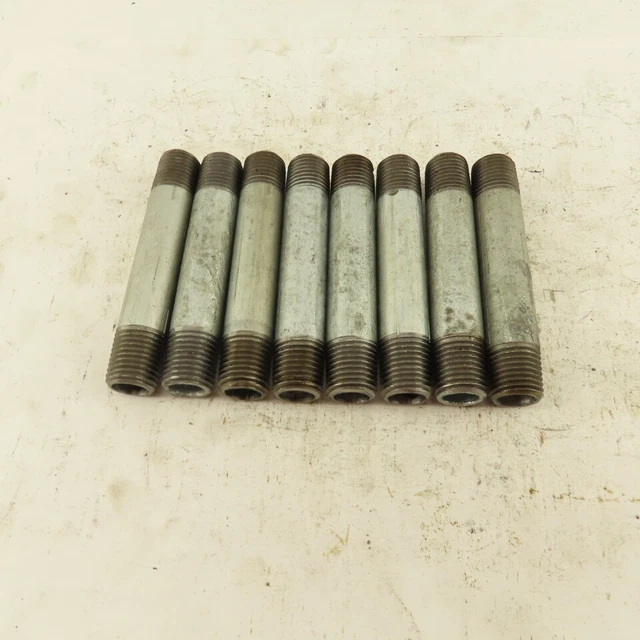 1/4" NPT x 3" Galvanized Iron Pipe Nipple Fitting Schedule 40 Lot of 8