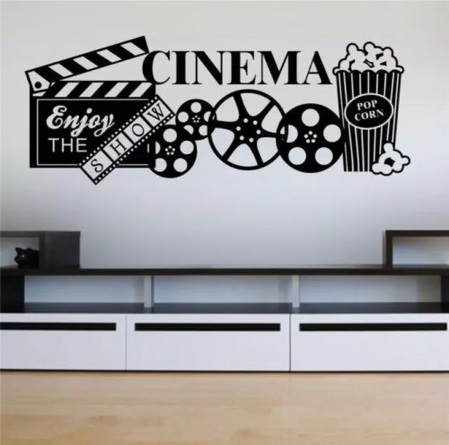 Vinyl Wall Art Stickers Home Theatre Popcorn Cinema Film Quote Decals Decoration