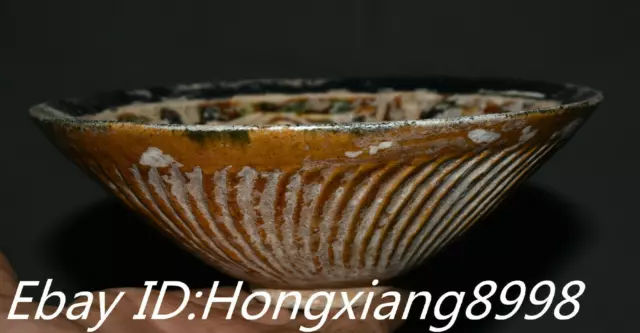 7'' Old China Song Dynasty Tang Sancai Porcelain Ancient Cup Bowl Bowls Statue