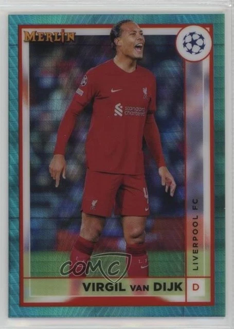 2022 MERLIN UEFA Club Competitions Aqua Prism Refractor Virgil Van Dijk ...