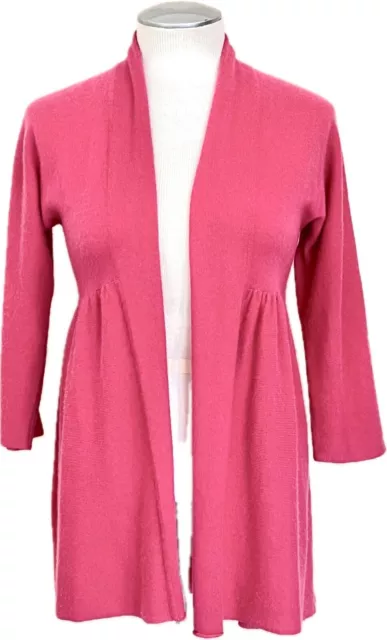 CALYPSO ST BARTH 100% Cashmere Open Front Peplum Cardigan Sweater Pink  Sz Small