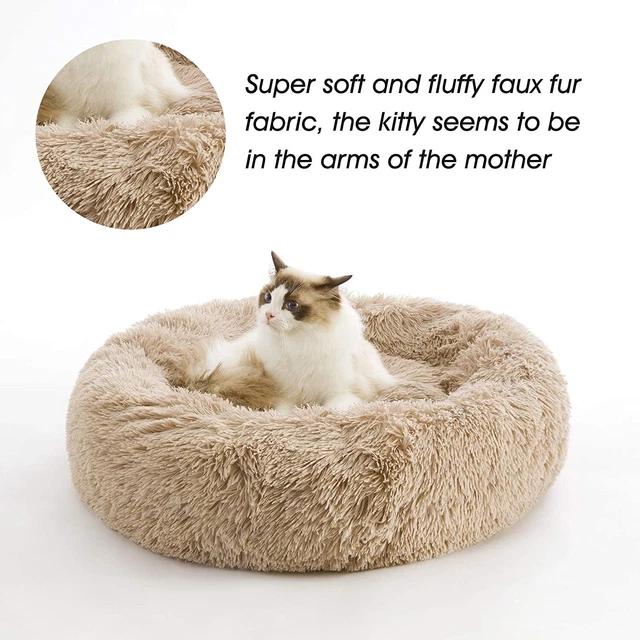 NEW Donut Plush Pet Dog Cat Bed Fluffy Soft Warm Calm Bed Sleeping Kennel Nest 2