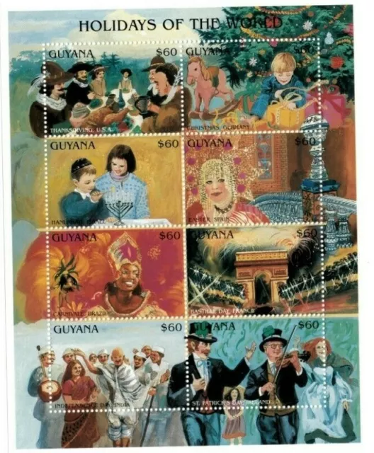 Guyana - 1995 - Holidays - Sheet Of 8 Stamps - Scott #2972 - MNH