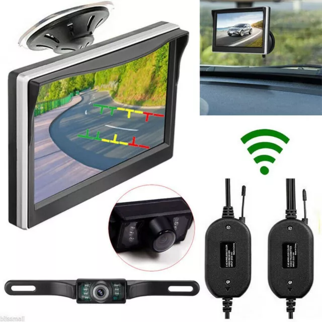 5'' Wireless Car Backup Camera Rear View HD Parking System Night Vision Kit Set