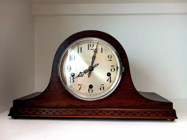 Vintage 1930s Enfield Westminster Chime Clock, working +key