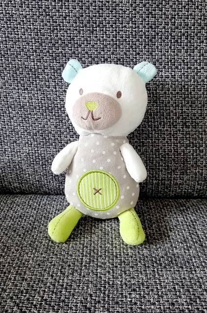 C6 DOUDOU PELUCHE POMMETTE INTERMARCHE OURS BEIGE VERT Pois