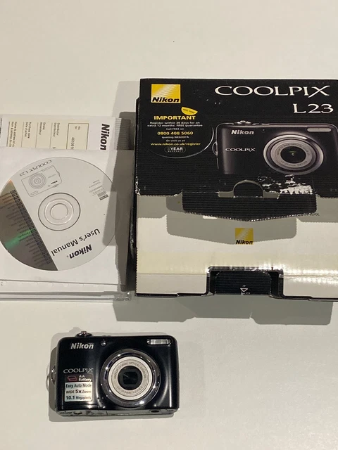 Nikon Coolpix L23 Digital Camera Boxed Accessories Complete Vintage
