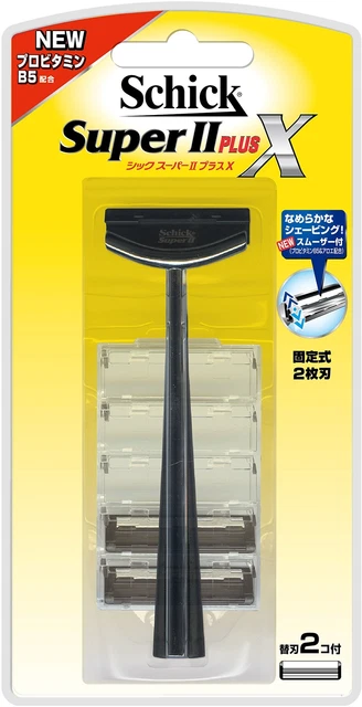 Schick Super II Plus X 2-Flute Supporto Con 2 Ricambio Lame Uomo Rasoi J
