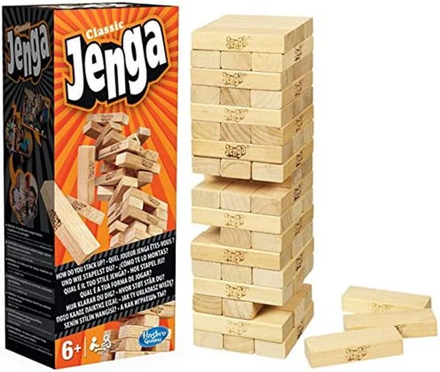 JENGA CLASSIC GAME with Genuine Hardwood Blocks, Stacking Tower Game