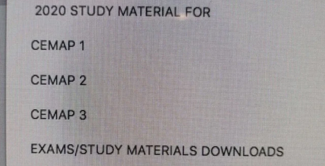 CeMAP  1 2 3 STUDY MATERIALS/  EXAM QUESTIONS/ REVISION MATERIALS 2020