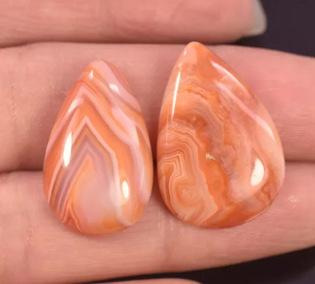 Gorgeous 27.40 Ct Natural Pair Orange Polished Brazilin Carnelian Agate Gemstone