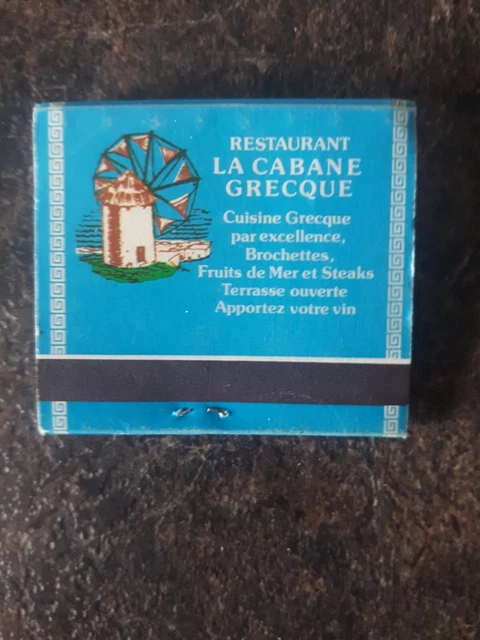 La Cabane Grecque Restaurant Montreal Quebec Matchbook Cover 2