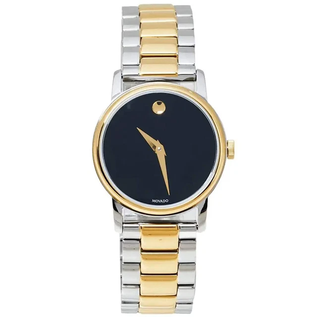 Orologio Uomo Movado Museo Classico Quadrante Nero Quarzo Bracciale Bicolore 0607217