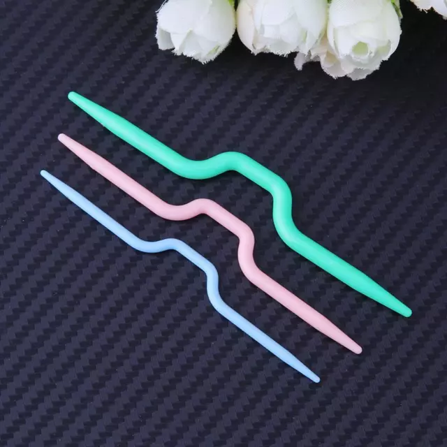 3pcs plástico toque curvo agujas bufanda suéter tejer herramienta tejer DIY