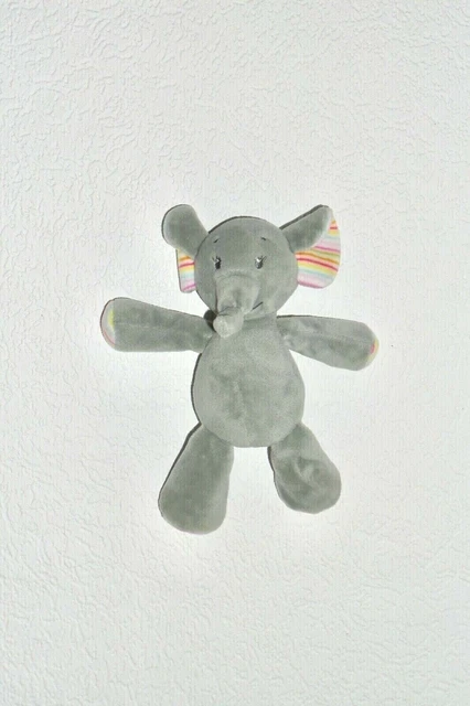 Kik Ergee Elefant Baby Stofftier Plüschtier Kuscheltier grau gelb rosa + wie NEU