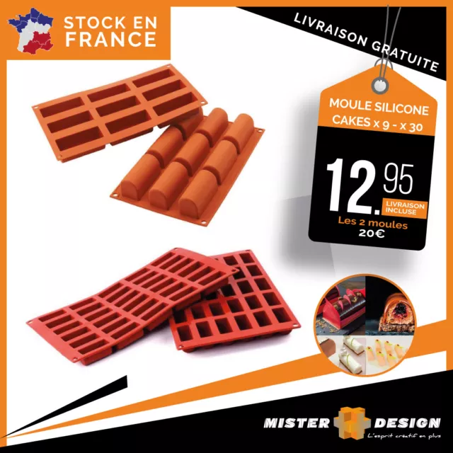 Moules en Silicone mini-cake, bûchettes, mousse x 9 ou x 30