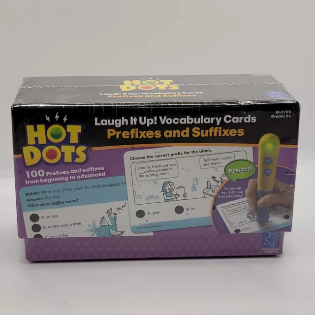 Hot Dots Grade 2+ Prefixes And Suffixes Laugh Vocabulary Cards BRAND NEW SEALED