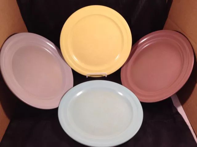 Set of 4 Vintage HARMONY HOUSE Melmac 10” Dinner Plates Misc Colors