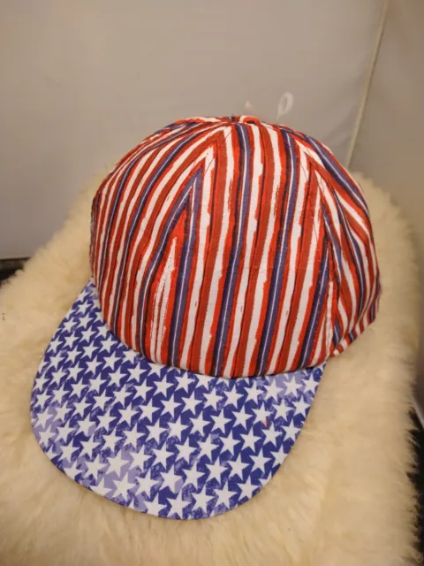 Patriotic Red White & Blue Baseball Hat Adjustable Adult Usa - Never Worn