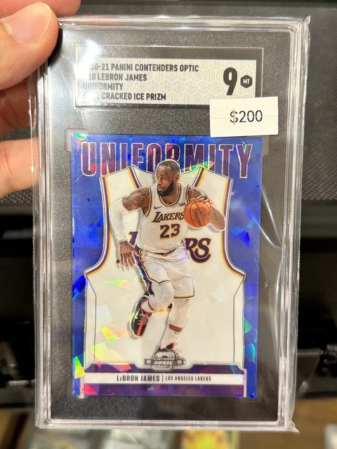 2019-20 Contenders Optic Blue Cracked Ice Uniformity LeBron James Lakers SGC 9