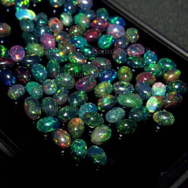 AAA Noir Naturel Éthiopien Multi fire opal Ovale Cabochon Desseré Gemme Lot