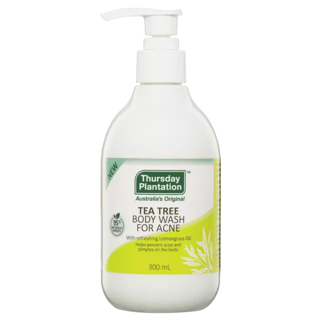 Thursday Plantation Tea Tree Body Wash for Acne 300mL Pump Pimples Soap-Free