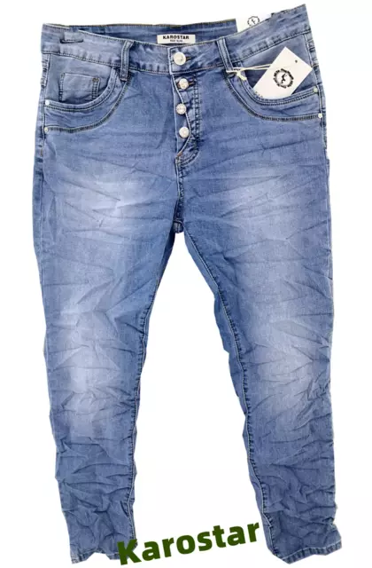 KAROSTAR Sommer Jeans Hose Baggy Denim stretch hell Jeans Blau 38 40 42 44 46 48