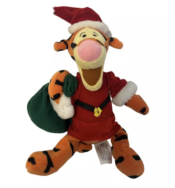 Christmas Disneyland Paris Winnie The Pooh Tigger Santa Beanie Plush