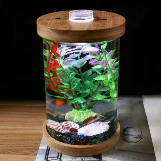 1pc Desktop Aquarium Tank Glass Fish Bowl with Lid 11