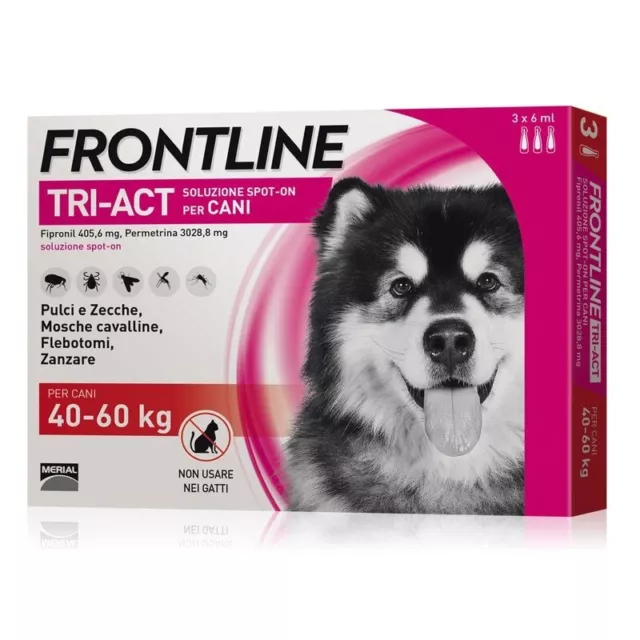 Frontline TRI-ACT 3 pipette per cani 40-60 kg  originale, leggere la descrizione