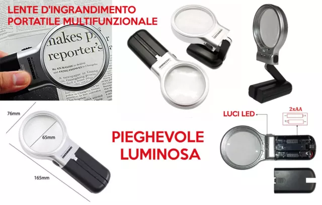 Lente D' Ingrandimento  Con Luce  Led Portatile O Da Tavolo