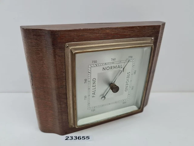 Wetterstation Förster Barometer Holzsockel Fasenschliff Deko alt #233655