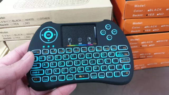 Backlit RGB Wireless Mini Keyboard 2.4G Remote Touchpad Mouse Android TV Box PS4