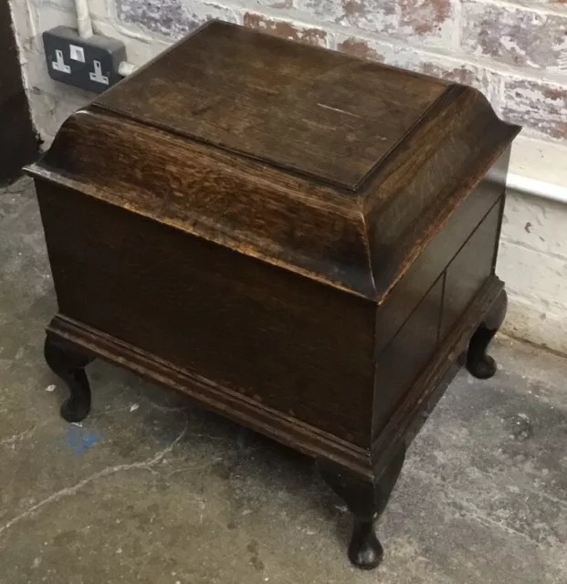 His Masters Voice Gramophone Box Empty Wooden Case On Feet Vintage Storage HMV