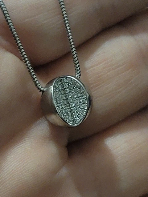 Women's Movado Sterling Silver And Pave Diamond Necklace Women's Movado Sterling Silver And Pave Diamond Necklace