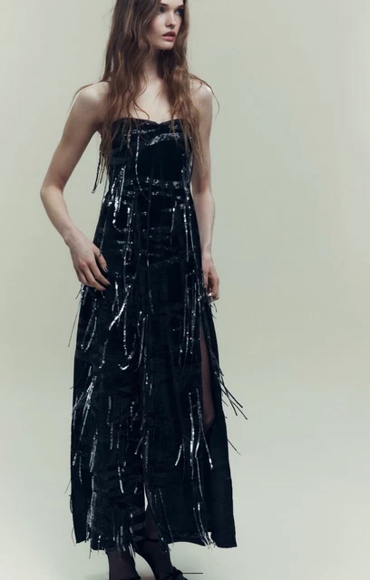 zara black velvet sequin dress Zara Black Velvet Dress Inspiration