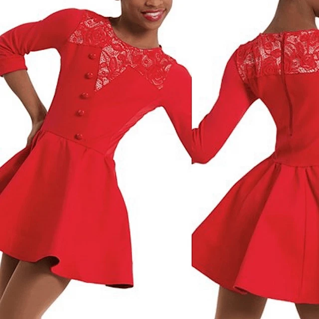 Weissman Dance costume red lace fit and flair tutu April In Paris 11788 Adult SA