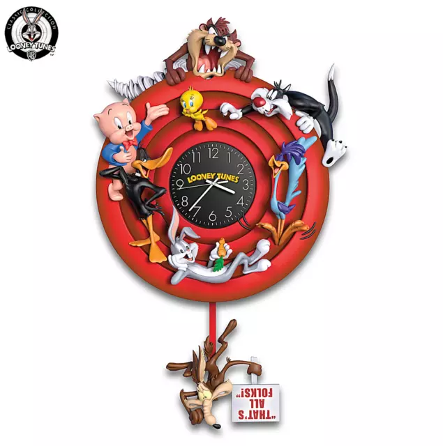 LOONEY TUNES Sculptural Wall Clock With 8 Classic Characters Bradford Exchange