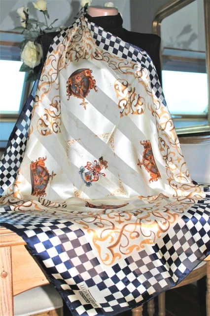 Foulard Carré En Soie 100% Jacques Griffe - 75x77 Cm - Imprimé Animal - Occasion Très Bon état