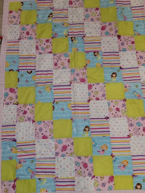 Hecho a mano bebé niña niño pequeño sirena pez guardería edredón cuna manta