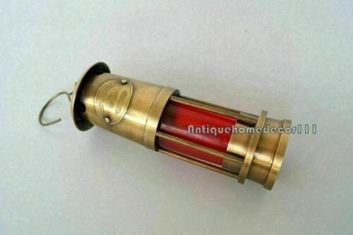 Antike Messing-Bergmann-Öllampe, nautische maritime Laterne, 15,2 cm, mit...