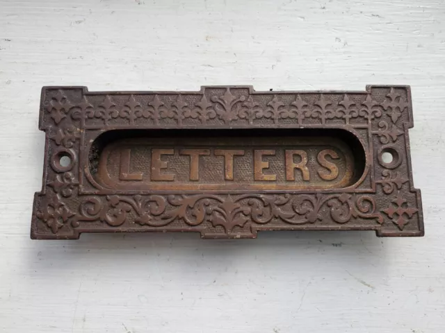 Antique Vintage Eastlake Cast Iron Mail Letter Slot  Door Hardware