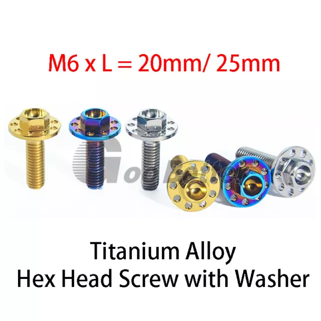 M6 Titanium Flanged Screws Hexagon Head Screw with Flange Washer Bolts L=20/25mm