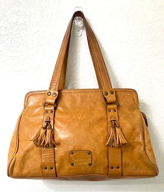 RUE PRINCESSE PARIS Distressed Leather Double Handle Shoulder Bag Handbag Tassel 22.00 PicClick