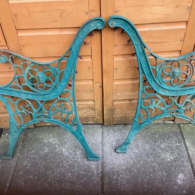 Pair Cast Iron/metal Garden Bench Ends, Wrought Iron Garden Seat Reclaimed